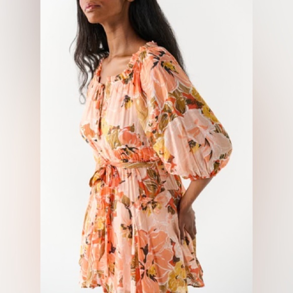 New! MINKPINK Thalia orange floral dress with belt 41042